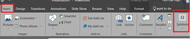 Bật mí bí quyết về cách đánh số mũ trong PowerPoint mới nhất hiện nay 8 Chọn tab Insert rồi chọn tiếp Symbols