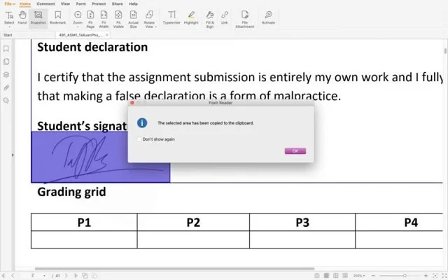 Hướng dẫn từ A – Z cách cắt chữ ký trong PDF 8 Chọn vùng có chữ ký cần cắt