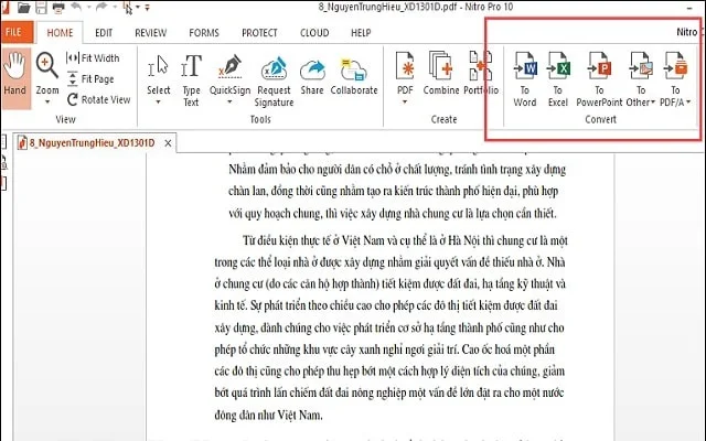 Hướng dẫn cài đặt phần mềm Nitro PDF Pro 13 mới nhất 23 Chuyển đổi file PDF tại mục Convert