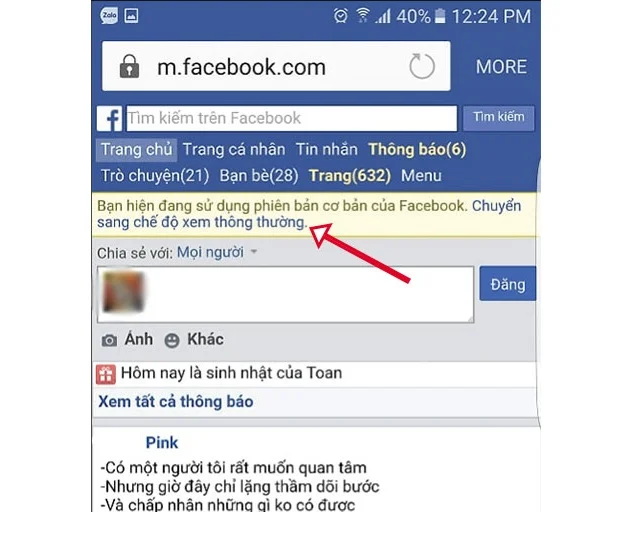 Chuyển đổi giao diện Facebook để khắc phục tình trạng bị chậm