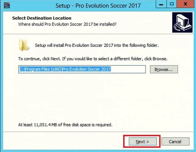 Hướng dẫn download Pes 2017 Full crack 100% 7 Click NEXT để cài đặt series game Pes 2017