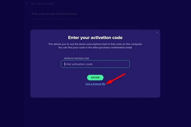 Đánh giá tổng quan về công cụ Avast SecureLine VPN 12 Click chọn dòng Use a license file