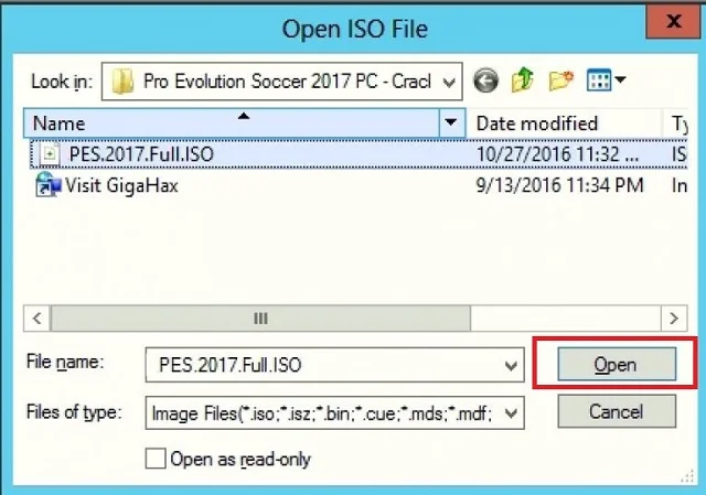 Hướng dẫn download Pes 2017 Full crack 100% 5 Click chọn file cài đặt và nhấn Open