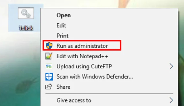 Ảnh 5: Click chuột phải vào Run as administrator để chạy