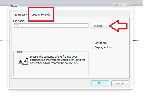 Click chuột vào Create from file rồi nhấn chọn Browse