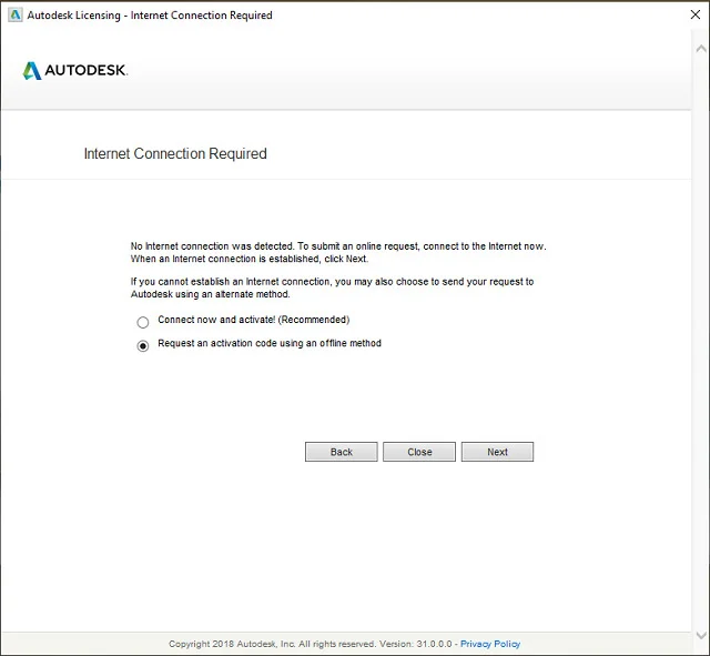 Click vào “Request an activation code using an offline method”