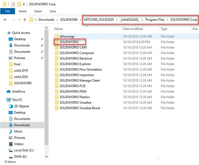 Hướng dẫn chi tiết tải và crack Solidworks 2020 full 14 Copy các file