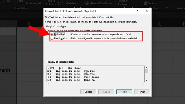 Chia sẻ các cách chia ô trong Excel mà dân văn phòng đang cần 3 Cửa sổ Convert Text to Columns Wizard xuất hiện