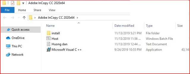 Hướng dẫn download và crack Adobe Incopy CC 2020 5 Files giải nén phần mềm