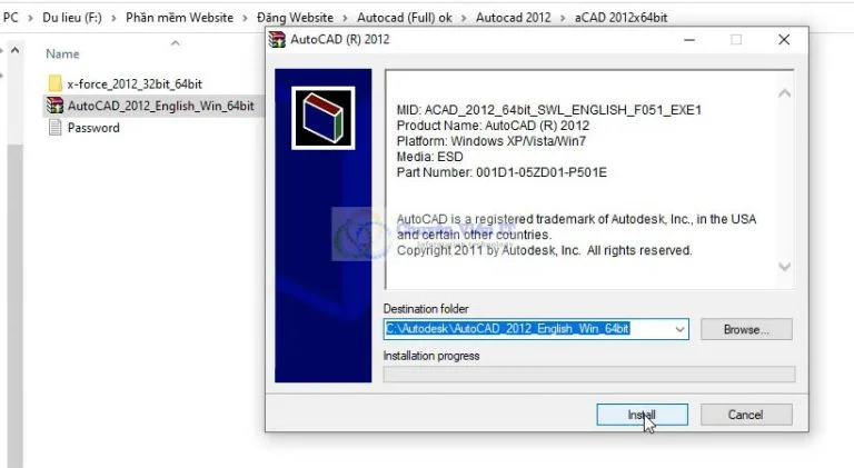 Download Autocad 2012 Miễn Phí: Phiên Bản 32/64 bit Đầy Đủ Chức Năng 4 Giải nén file