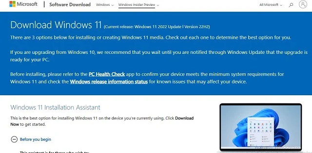 Hướng dẫn tải Win 11 ISO chính thức từ Microsoft 3 Giao diện trang chủ Microsoft tải Win 11 ISO