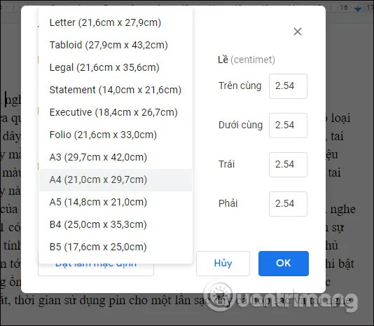 2 cách in trong Google Docs cho người mới 10 Điều chỉnh kích thước khổ giấy