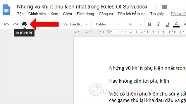 2 cách in trong Google Docs cho người mới 5 Nhấp vào biểu tượng máy in