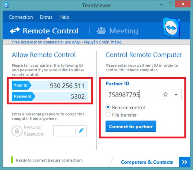 Hướng dẫn tải và cài đặt teamviewer vĩnh viễn 13 Gửi 2 thông số cho người điều khiển máy tính của bạn
