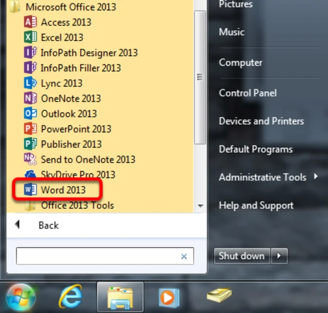 Hướng dẫn cài đặt và tải Office 2013 cực đơn giản 7 Hãy đi tới Bắt đầu> Tất cả Chương trình> Microsoft Office và nhấp vào chương trình bạn muốn sử dụng