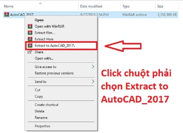 Link tải AutoCad 2017 full vĩnh viễn và hướng dẫn cài đặt đơn giản nhất 5 Hình 1: giải nén file tải về