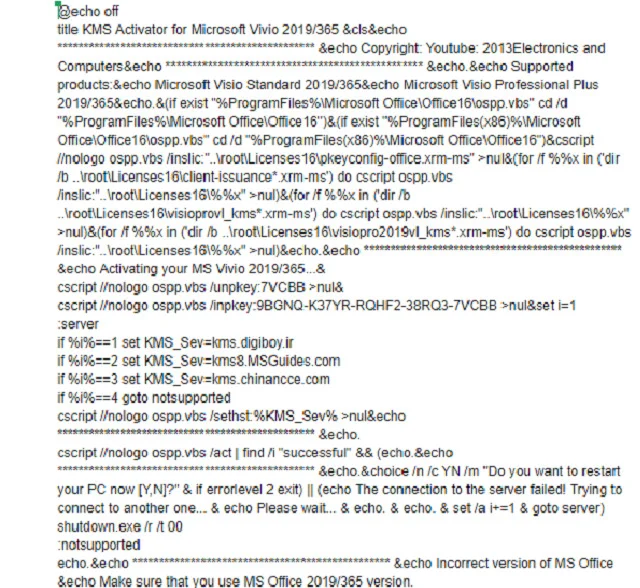 Hướng dẫn cài đặt Microsoft Visio Professional 2019 thành công 100% 7 Thực hiện copy đoạn code