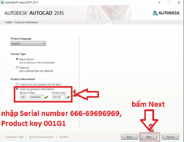 Tải AutoCAD 2015 bản full và hướng dẫn cài đặt【Link Gốc】 7 Hình ảnh 5: Nhập Serial Number sau đó bấm next