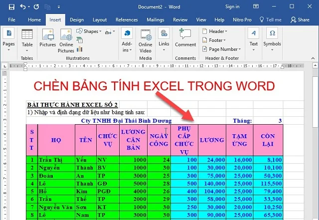 Hoàn thành việc chèn file