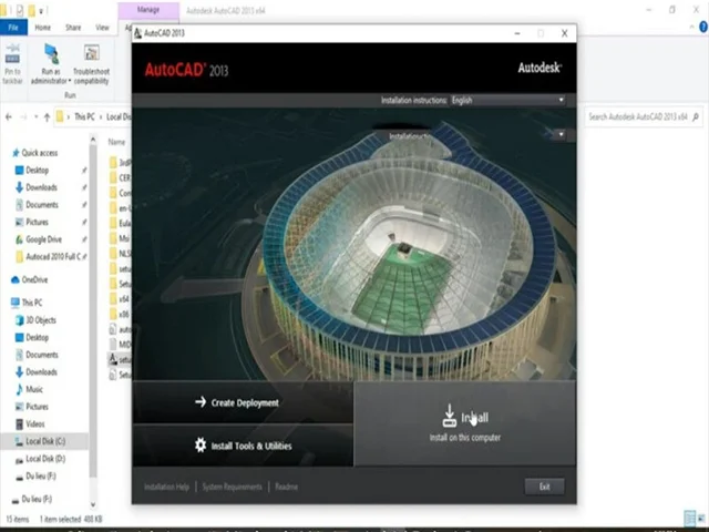 Autocad 2013 Full 32/64bit - Link tải nhanh chóng và an toàn 5 Chọn Install để bắt đầu quá trình cài đặt