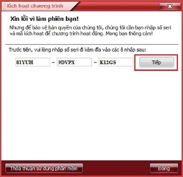Hướng dẫn tải và sử dụng English Study Pro đơn giản 4 Khi hộp thoại Serial Key hiện lên, bạn cần nhập vào các ký tự phù hợp