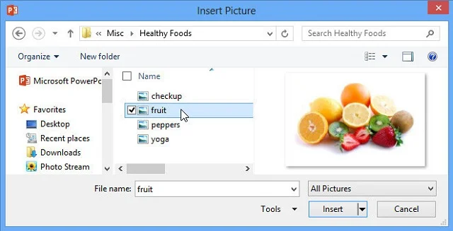 Tổng hợp một số cách chèn ảnh vào PowerPoint cực dễ 3 Kích chọn tên file ảnh cần chèn