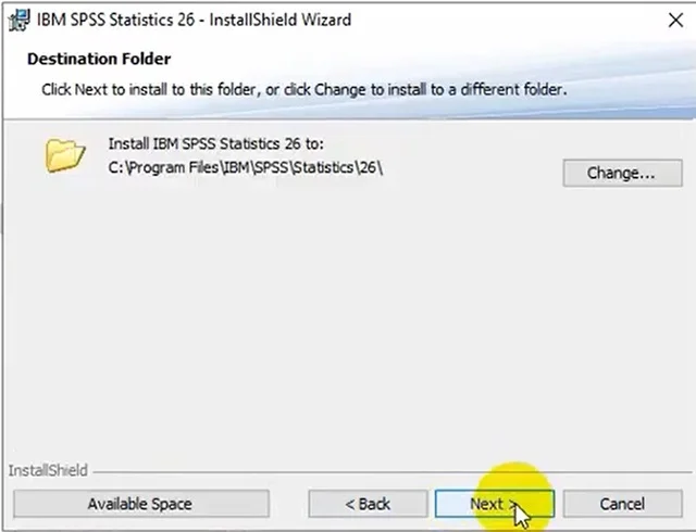 Cách tải và cài đặt chi tiết SPSS 26.0 full crack vĩnh viễn 9 Lựa chọn đường link cài đặt thư mục