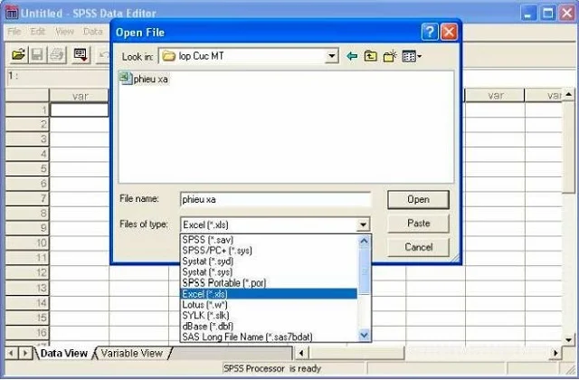 Cách tải và cài đặt chi tiết SPSS 26.0 full crack vĩnh viễn 16 Lựa chọn file trong hộp thoại Open File và nhấn Open