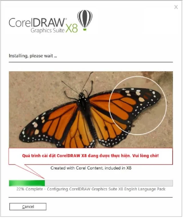 Tải CorelDRAW X8 full Crack 32/64bit - Link Google Drive 8 Màn hình chờ cài đặt