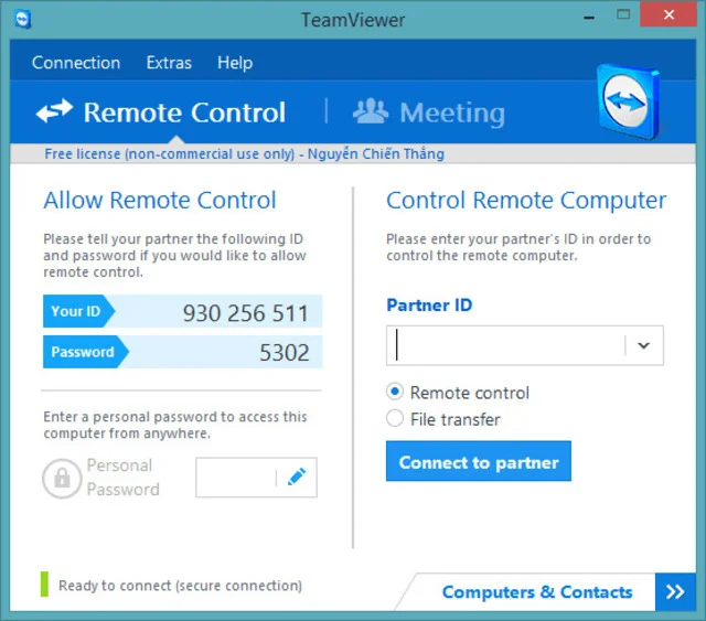 Hướng dẫn tải và cài đặt teamviewer vĩnh viễn 12 Giao diện của phần mềm TeamViewer