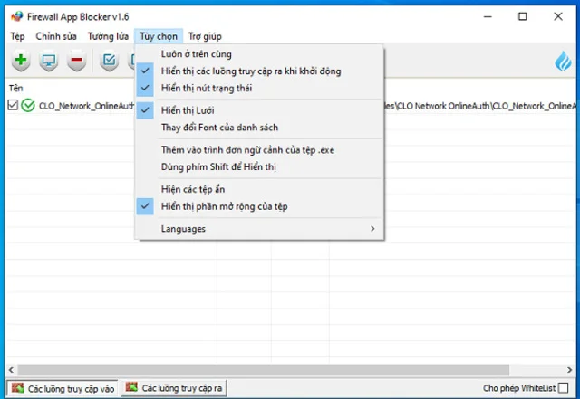 Mục hiển thị thay thế khi bạn nhấn chọn Shift để hiện thị bảng này