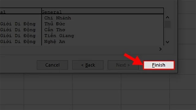 Chia sẻ các cách chia ô trong Excel mà dân văn phòng đang cần 5 Nhấn Finish để kết thúc