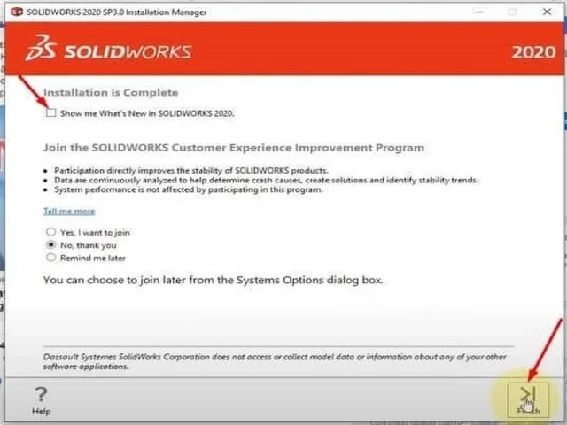 Hướng dẫn chi tiết tải và crack Solidworks 2020 full 13 Nhấn Finish kết thúc cài đặt