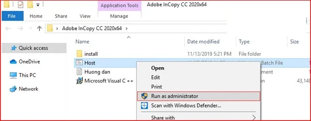 Hướng dẫn download và crack Adobe Incopy CC 2020 6 Nhấn chạy file Host
