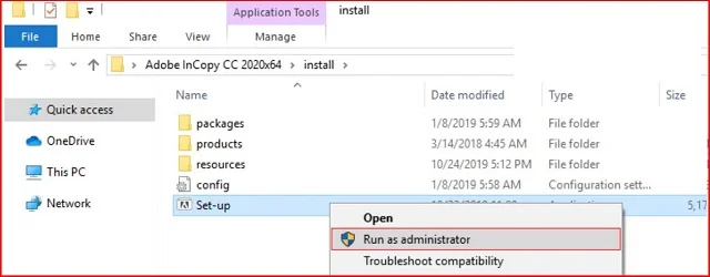 Hướng dẫn download và crack Adobe Incopy CC 2020 8 Nhấn chạy file Setup cài đặt