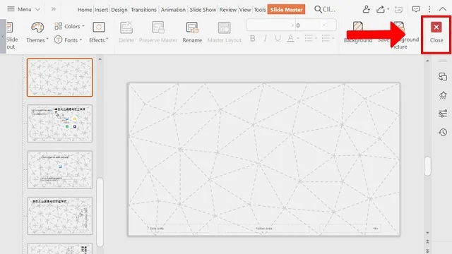 Bí quyết thực hiện cách chèn logo vào PowerPoint dễ dàng 10 Nhấn chọn Close để gỡ bỏ hoàn toàn logo trong các Slide PowerPoint.