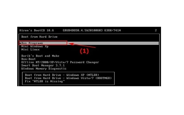 Hướng dẫn cách Ghost Win 7 tại nhà đơn giản nhất 7 Nhấn chọn Dos Programs