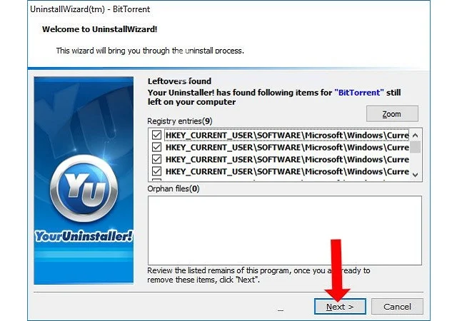 Nhấn chọn Next để xóa các file còn sót