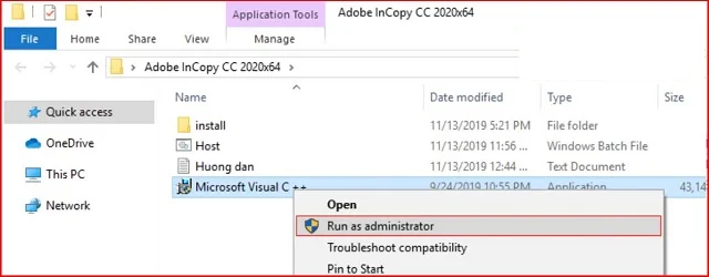 Hướng dẫn download và crack Adobe Incopy CC 2020 7 Nhấn chọn file Microsoft Visual C++