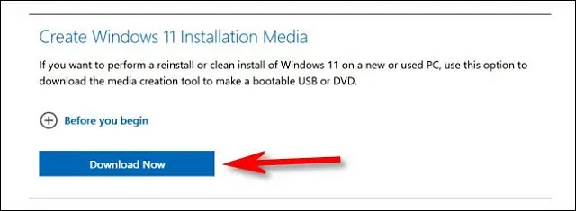 Hướng dẫn tải Win 11 ISO chính thức từ Microsoft 9 Nhấn chọn mục Download Now