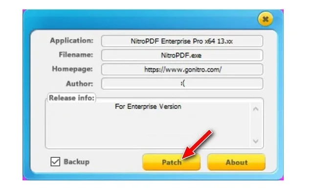 Hướng dẫn cài đặt phần mềm Nitro PDF Pro 13 mới nhất 12 Nhấn chọn nút Patch