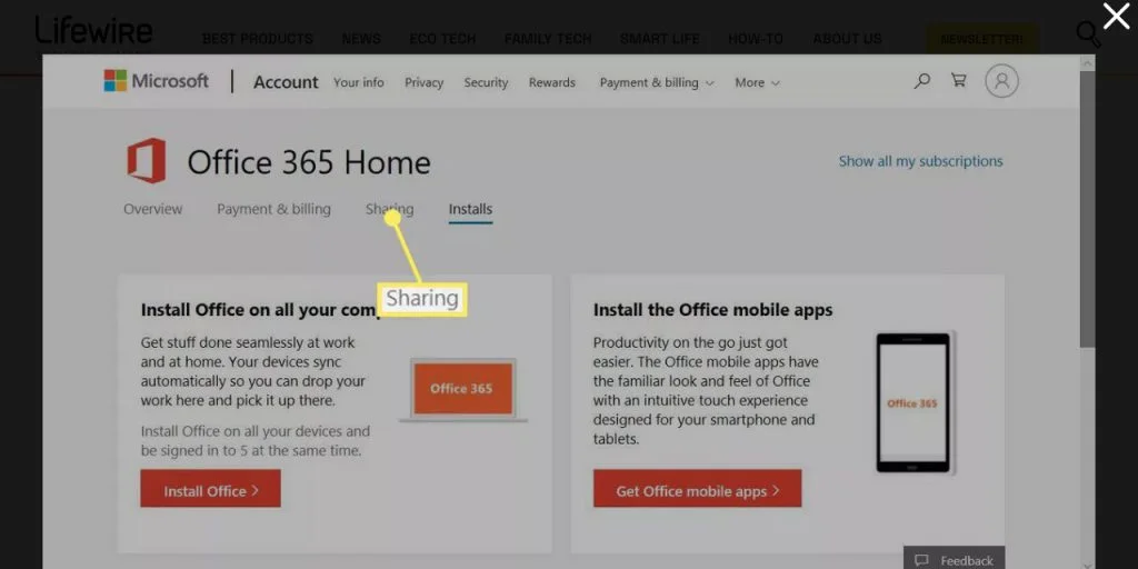 Nhấn chọn vào Tab Chia sẻ trên Office 365