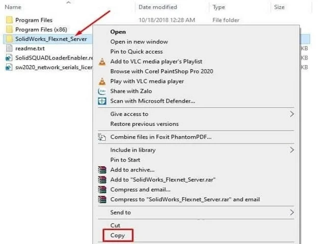 Hướng dẫn chi tiết tải và crack Solidworks 2020 full 5 Nhấn copy file