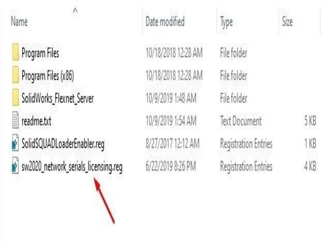 Hướng dẫn chi tiết tải và crack Solidworks 2020 full 4 Nhấn đúp chuột vào file Sw2020_networks_serials_licensing.reg