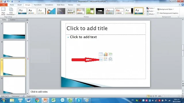 Tổng hợp một số cách chèn ảnh vào PowerPoint cực dễ 6 Nhấn vào biểu tượng Pictures giữa Slide
