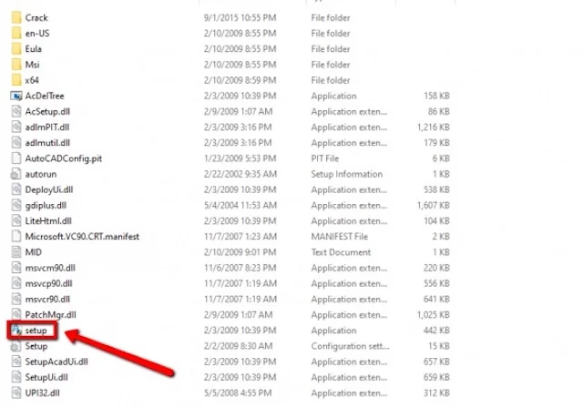 Nhấn vào file AutoCAD 2010-64bit và chọn Setup