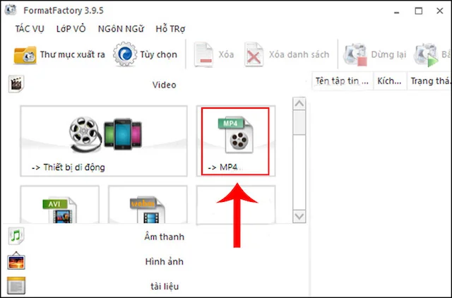 Cách tải và sử dụng Format Factory đơn giản nhất 16 Nhấn vào nút chức năng phù hợp với yêu cầu