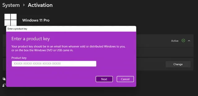 Cách Active Win 11 Key bản quyền 6 Nhập Key Win 11 bản quyền để kích hoạt