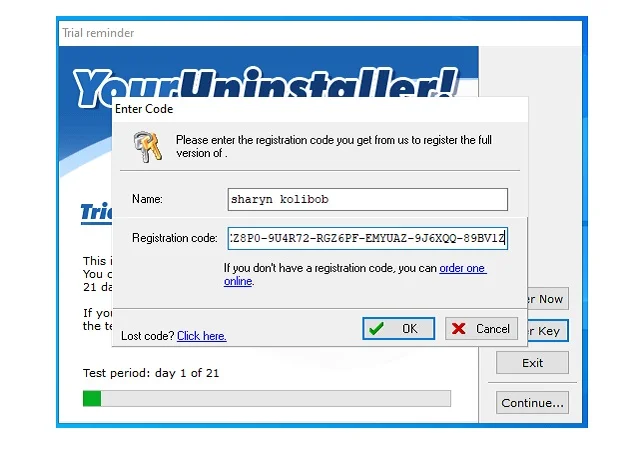 Nhập Key Your Uninstaller