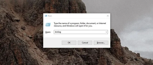 Hướng dẫn download và cài đặt Wandriver 7 chi tiết 3 Nhập cụm từ dxdiag vào hộp thoại Run